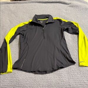 Brooks Black & Neon Yellow Long-Sleeve Quarter Zip